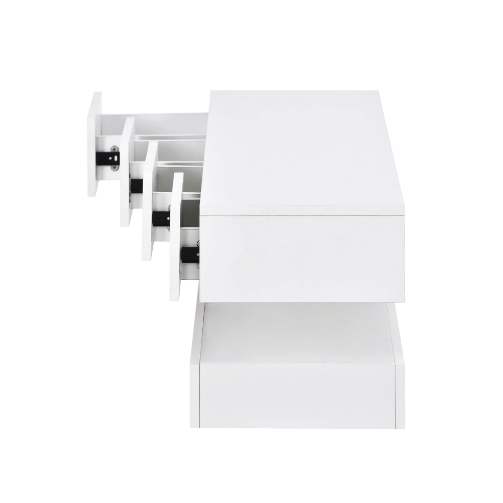 Mobile sospeso LED bianco con 4 cassetti, 130 cm