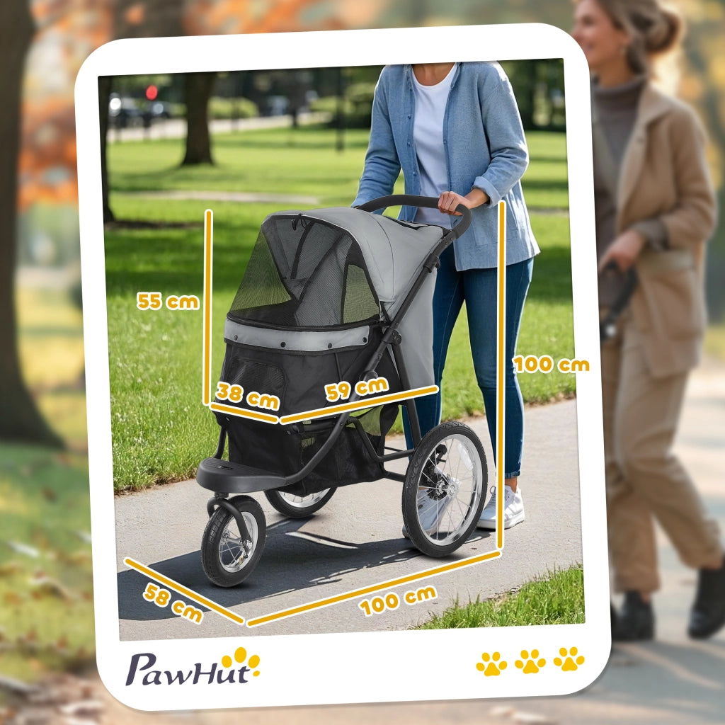 Carrello per cani pieghevole con cesto ¨C zephmum ¨C grigio