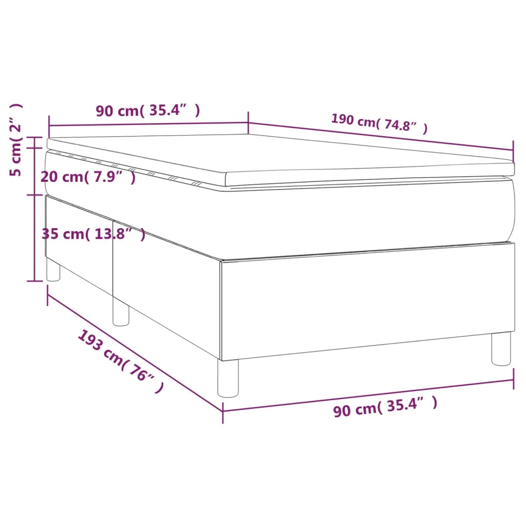 Letto singolo | Letto per adulti | Giroletto a Molle con Materasso Blu 90x190 cm in Tessuto