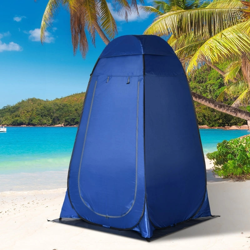 Tenda doccia a scomparsa Tenda WC Tenda da spoglio Cambio con borsa da trasporto Cabina mobile per bagni esterni Tenda di stoccaggio Blu scuro 126 x 124 x 189 cm