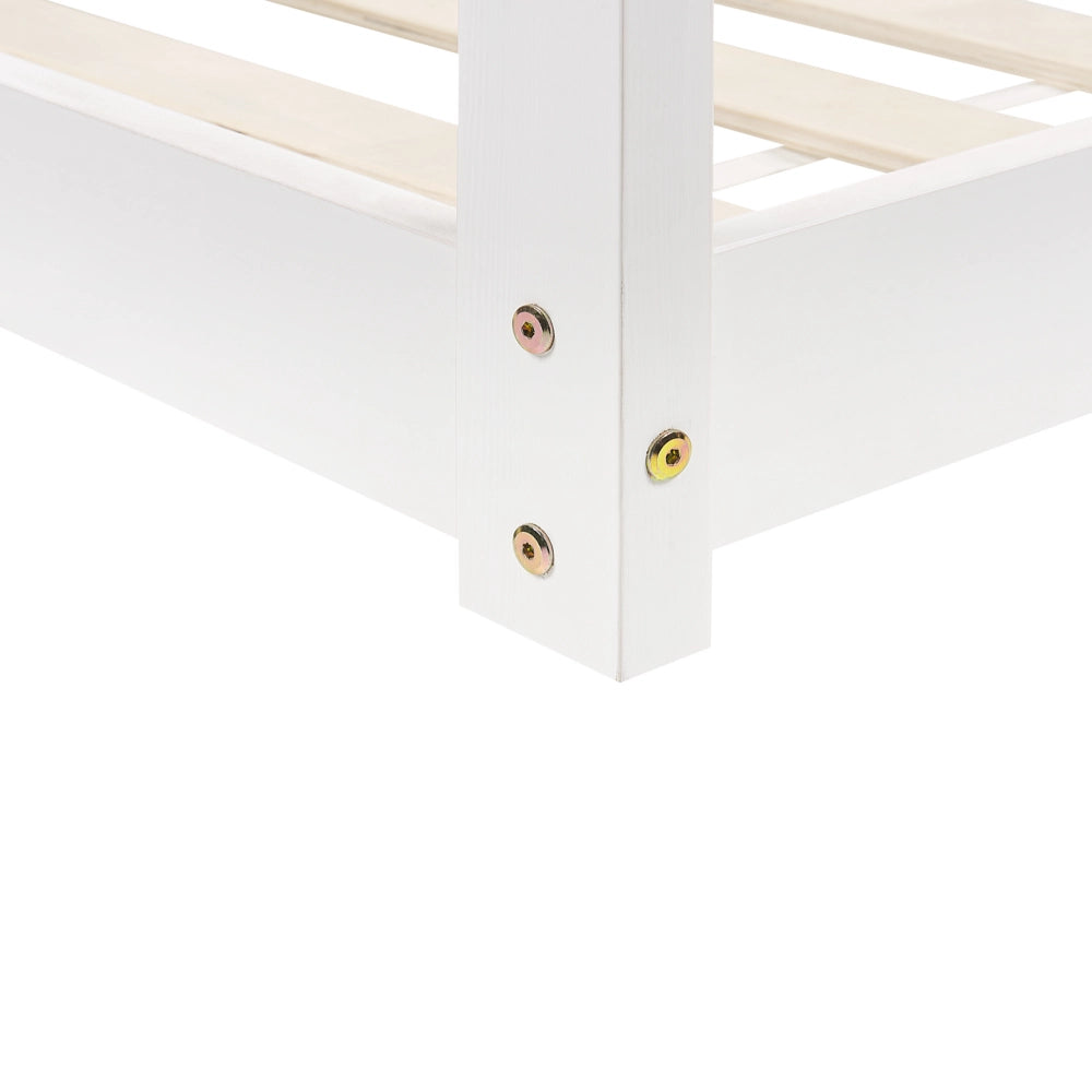 Letto a casetta per bambini in legno di pino bianco UE misura singola 90 x 200 cm con telaio a doghe letto per bambini piccoli
