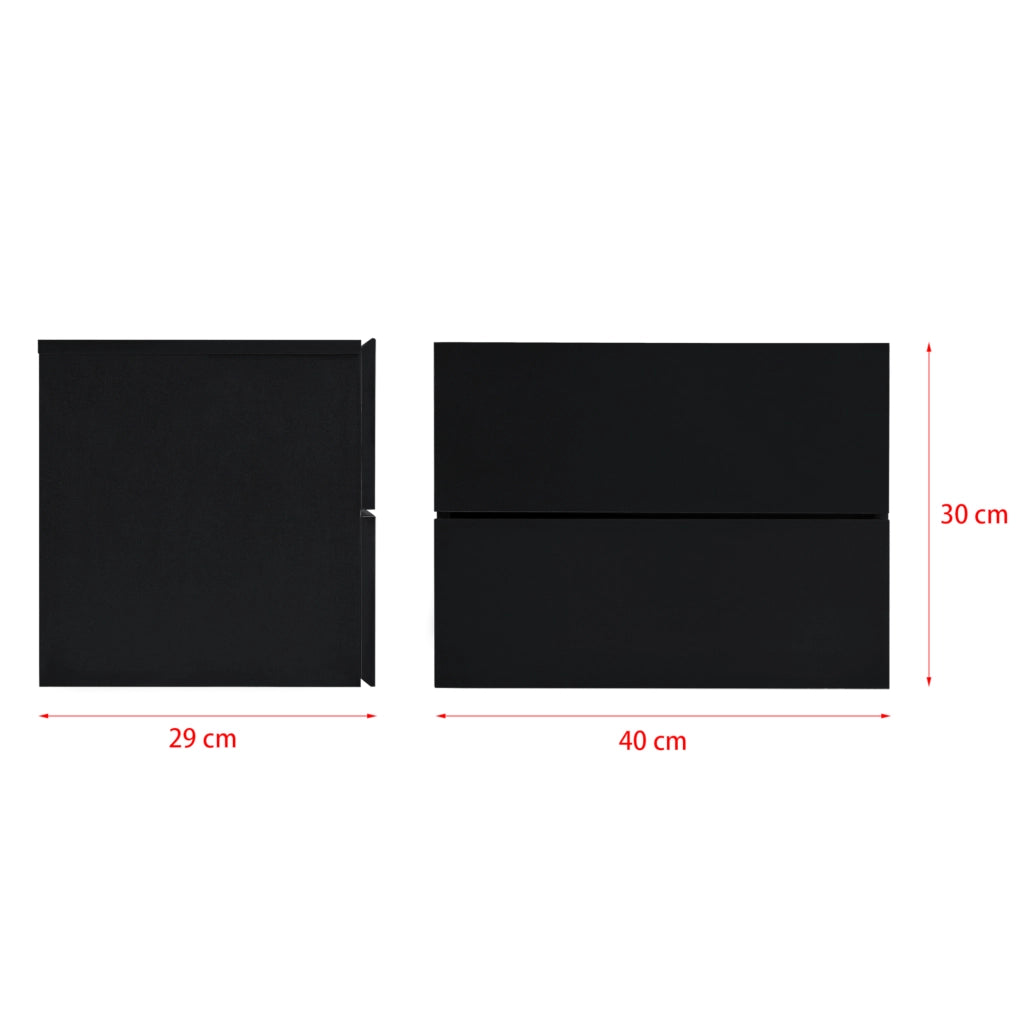 Comodino da Parete Ampfing con 2 Cassetti 40x29x30 cm Nero [en.casa]