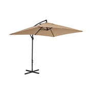 Ombrellone da Giardino Decentrato 3x2 m con Braccio Laterale e Manovella, Parasole Rettangolare Impermeabile in Poliestere con Foro di Ventilazione, Struttura in Acciaio, Beige