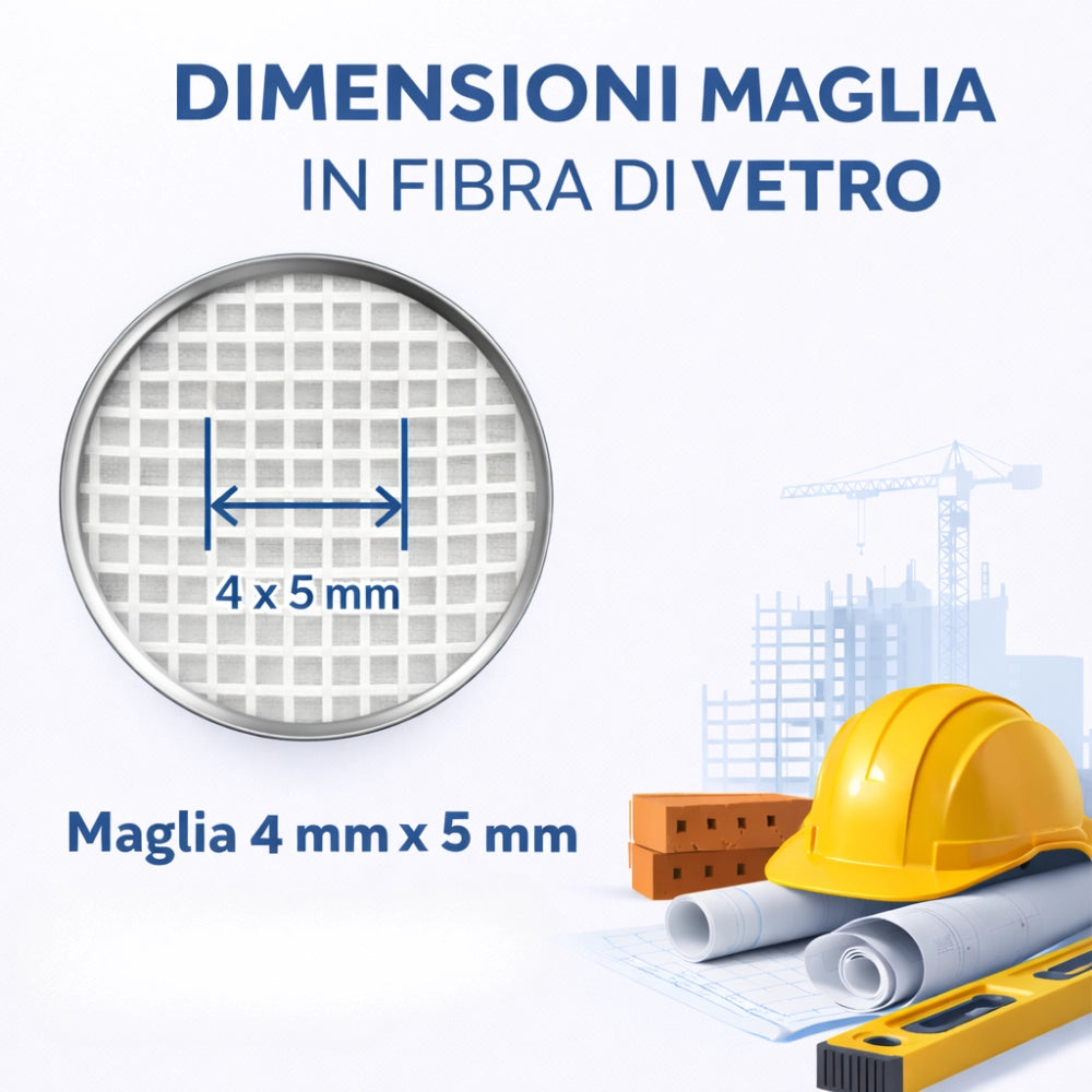 Rotolo 1x50 m rete in fibra di vetro per intonaco cappotto 150 gr 50 mq
