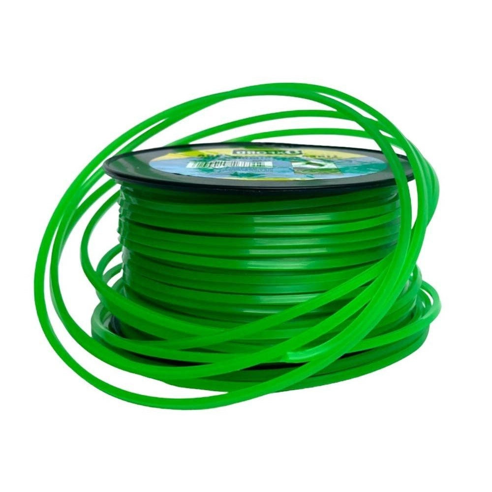 Trade Shop - Filo Per Decespugliatore Quadrato 5 Mm Bobina 100mt Taglaerba Cavo Matassa Verde -