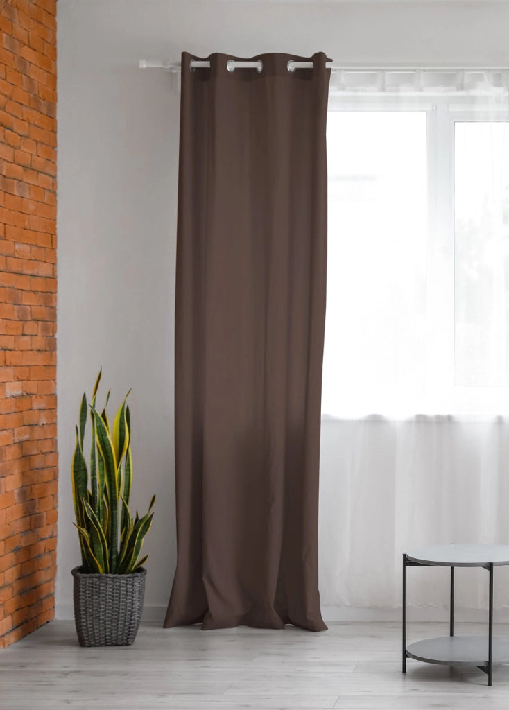 Tenda Semioscurante 140 x 290 Cm Moderne Con Occhielli  Marrone - 1 Tenda