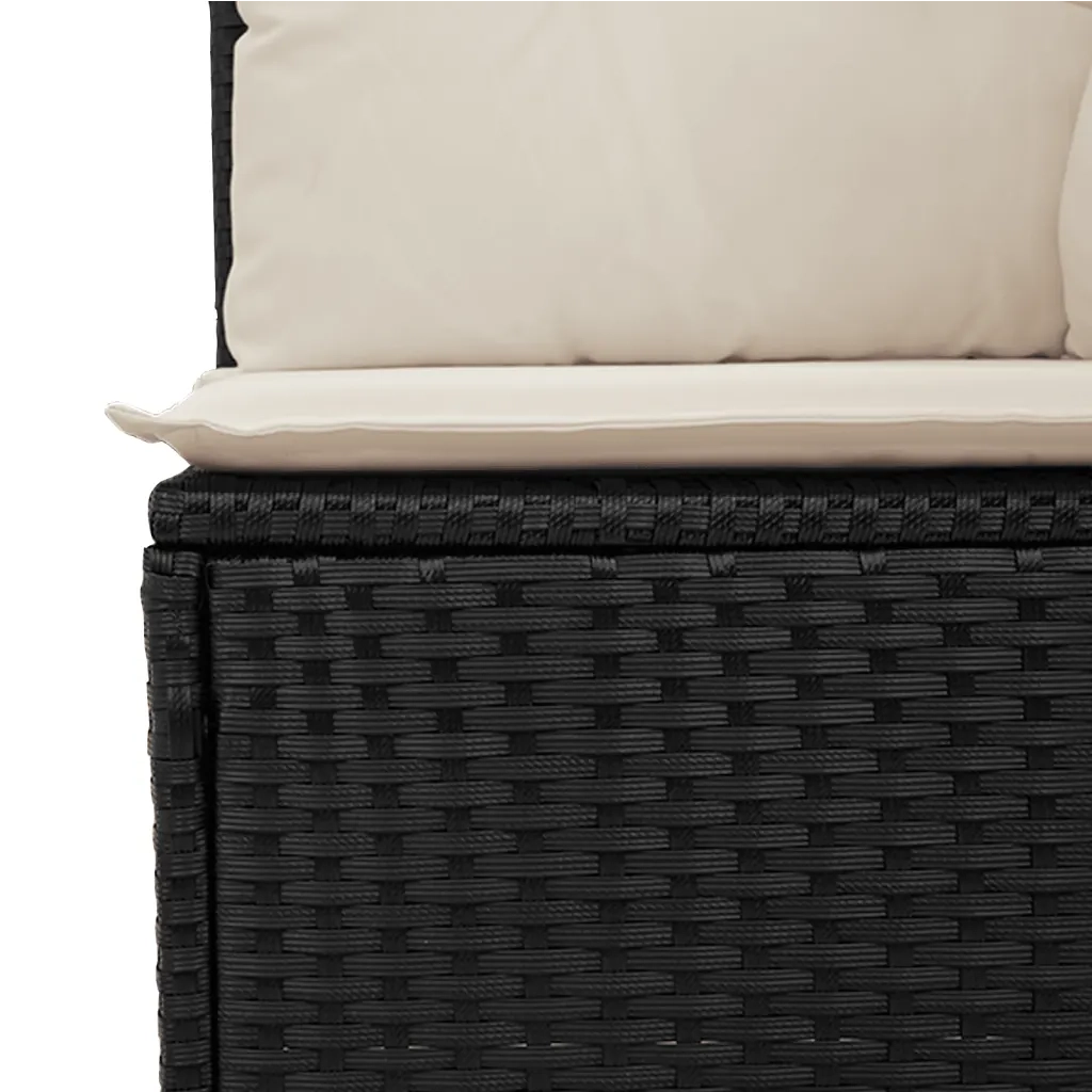 Set Divani da Giardino 5 pz con Cuscini Nero in Polyrattan 3262149