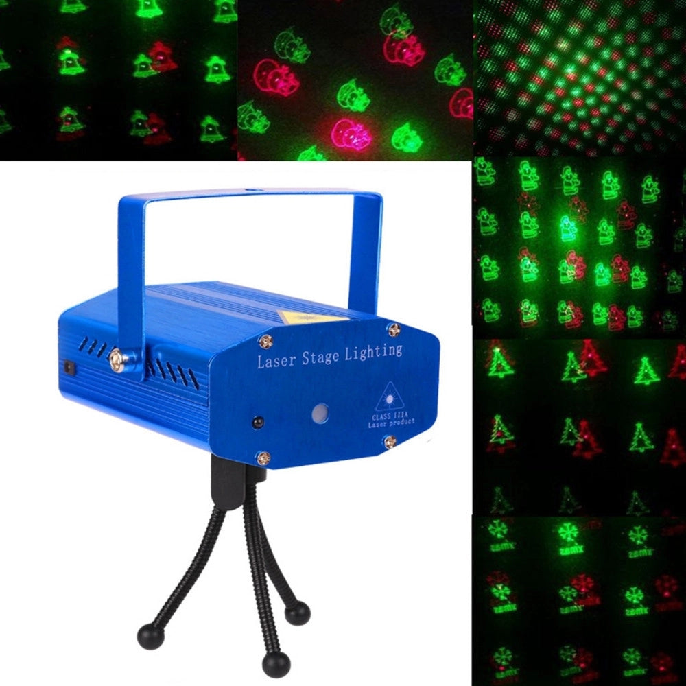 Trade Shop - Mini Proiettore Luce Luci Per Natale Natalizio Mini Dj Verde Rosso Illuminazione -