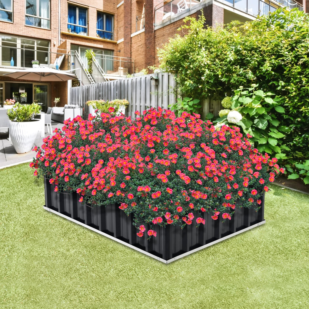 Aiuola Rialzata Zevenaar Bordatura Rettangolare in Acciaio Zincato 118x90x30 cm - Antracite [en.casa]