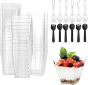 Mini Coppe per Dessert - Forma Trapezoidale - 50 pezzi - Translucido - Plastica - 60ml