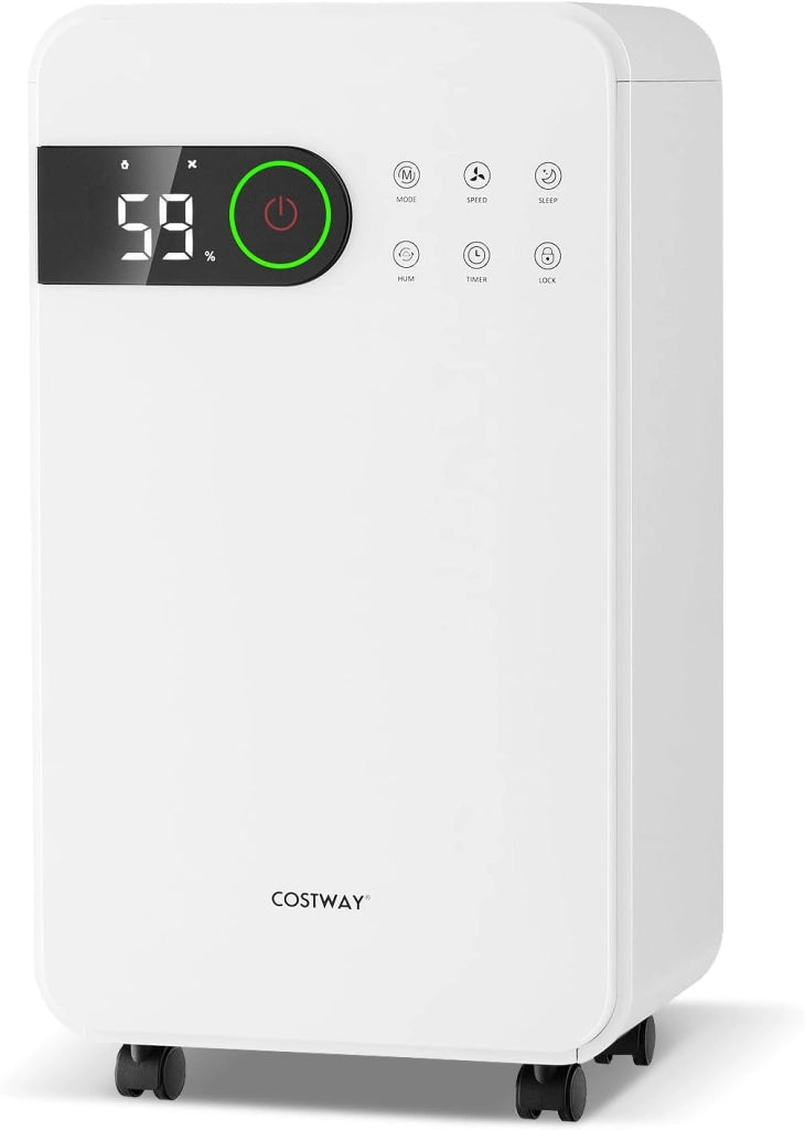 Deumidificatore per Casa, 15 L Deumidificatore con Modalità Sonno, Timer 24 H, Indicatore LED a 3 Colori e Blocco di Sicurezza per Bambini, Deumidificatore d'Aria Portatile e Silenzioso