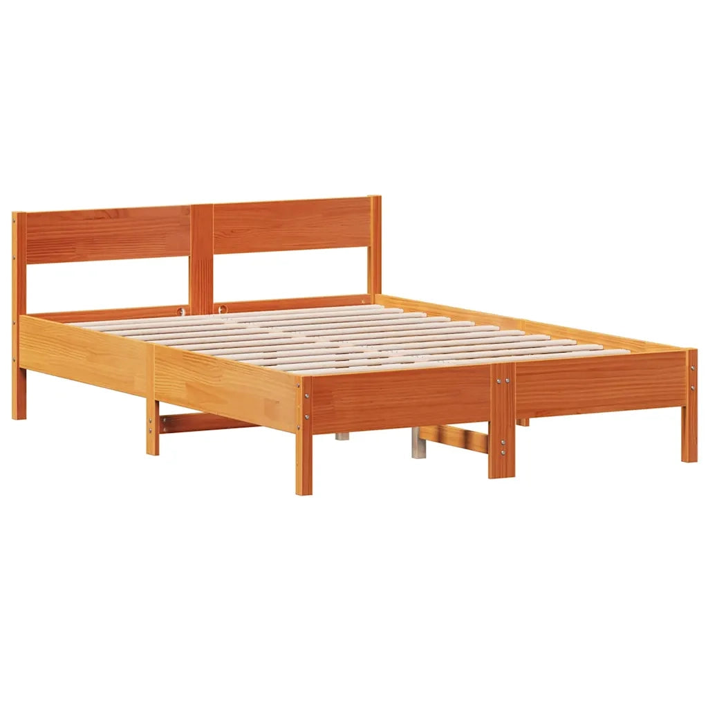 Letto matrimoniale | Letto per adulti | Letto senza Materasso Marrone Cera 120x190 cm in Legno di Pino