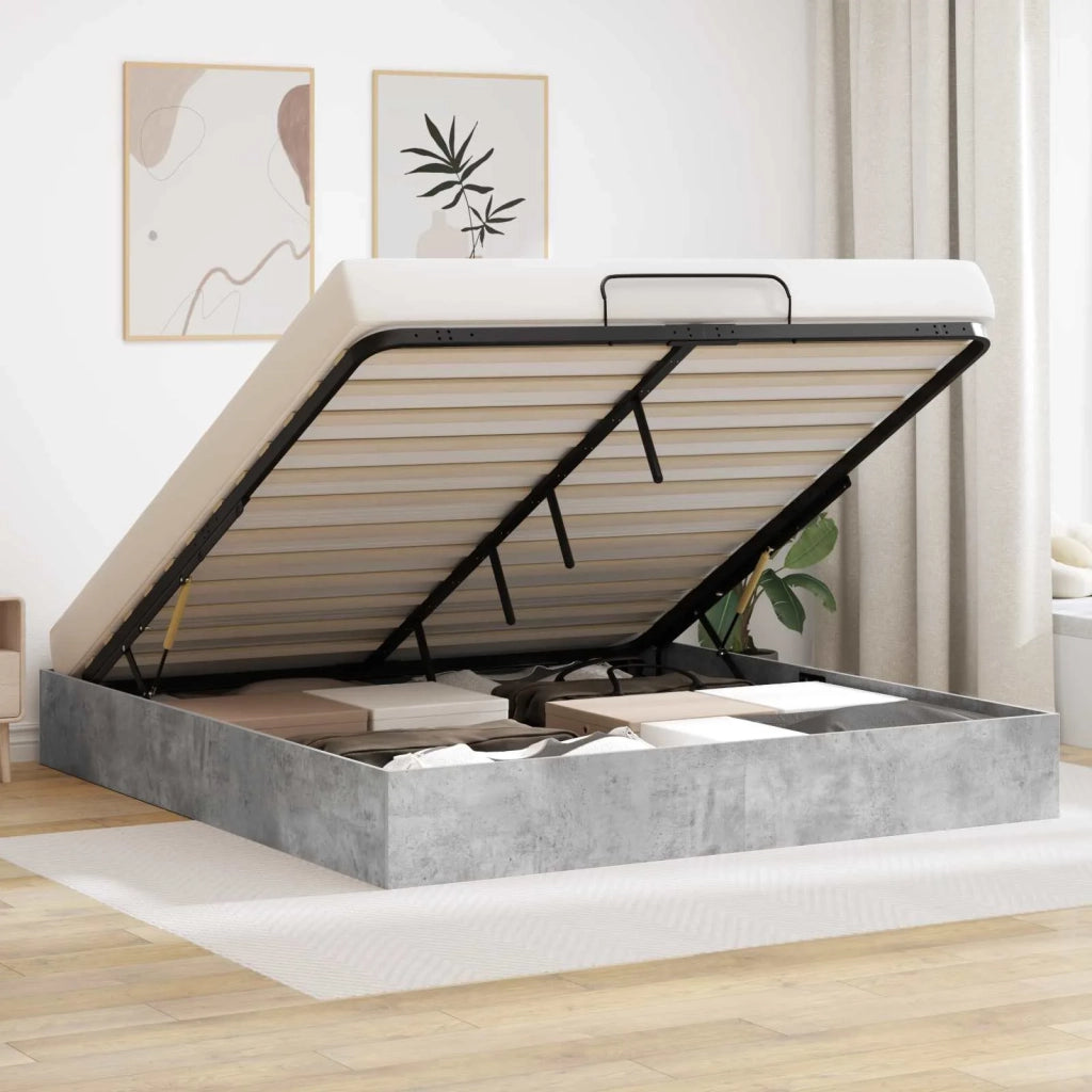 Letto matrimoniale | Letto per adulti | Letto ottomano con archiviazione Calcestruzzo 203 x 180 x 25 cm