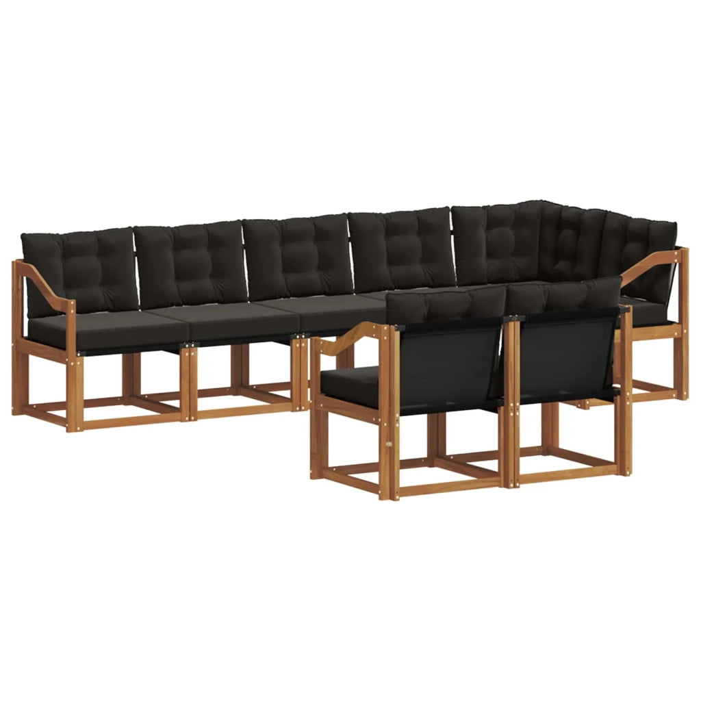 Set di divani da esterno con cuscino 8 pcs Naturale e Nero 3368795