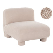 Poltrona modulare Bouclé a 1 posto, profilo ribassato senza braccioli colore beige
