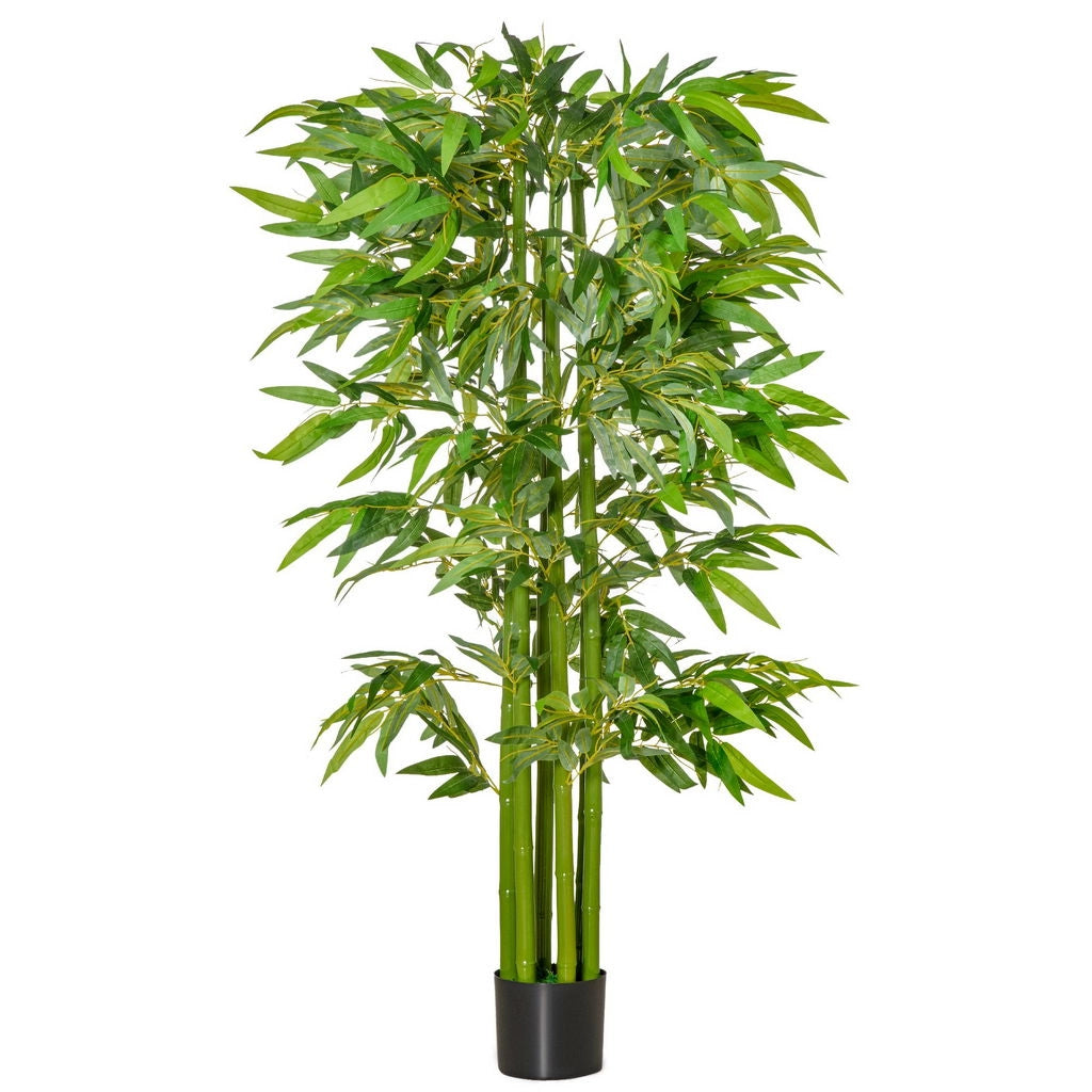 PIANTA FINTA DI BAMBÙ ALTA 160CM CON VASO NERO PER INTERNO ED ESTERNO