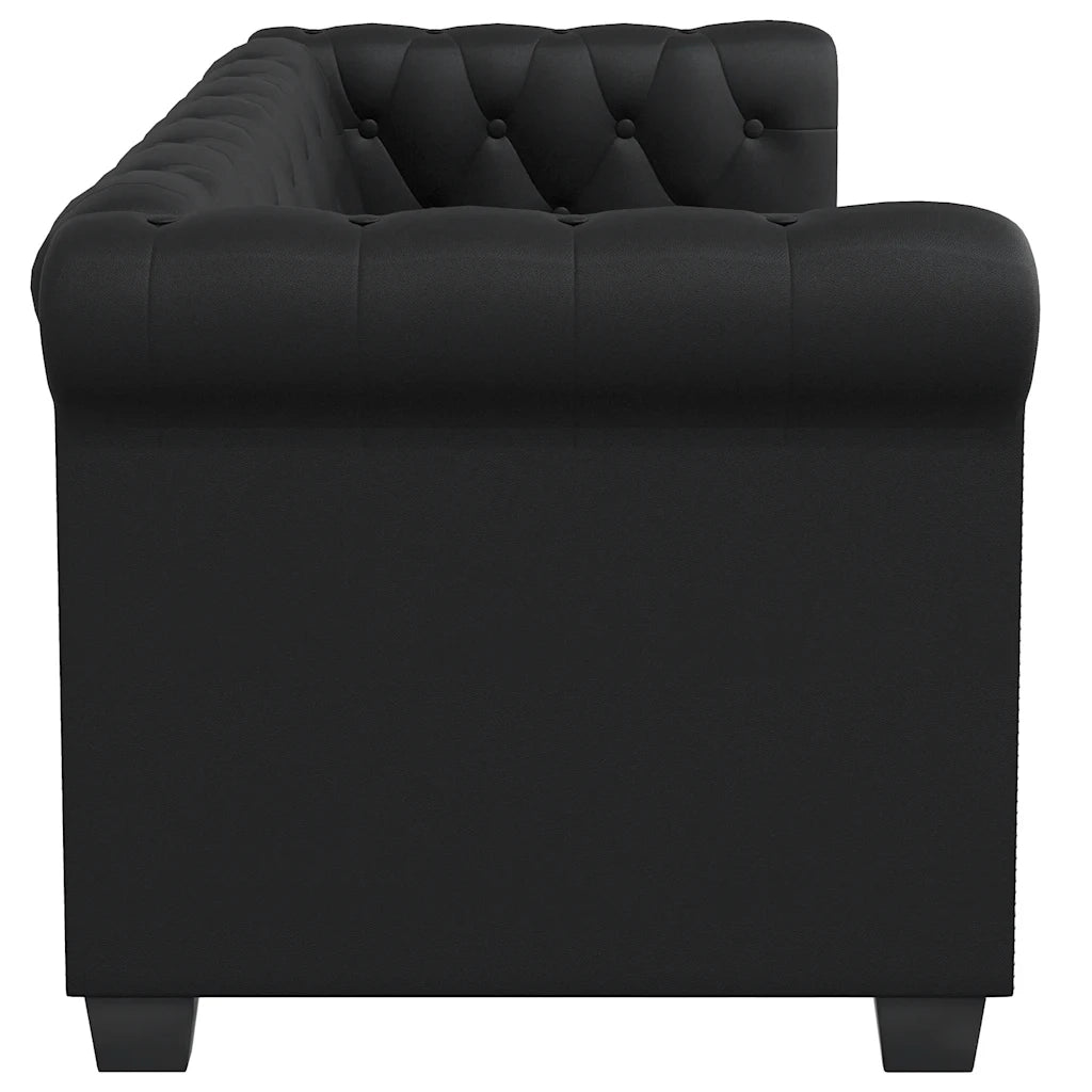 Divani Chesterfield a 2 Posti e a 3 Posti in Similpelle Nero