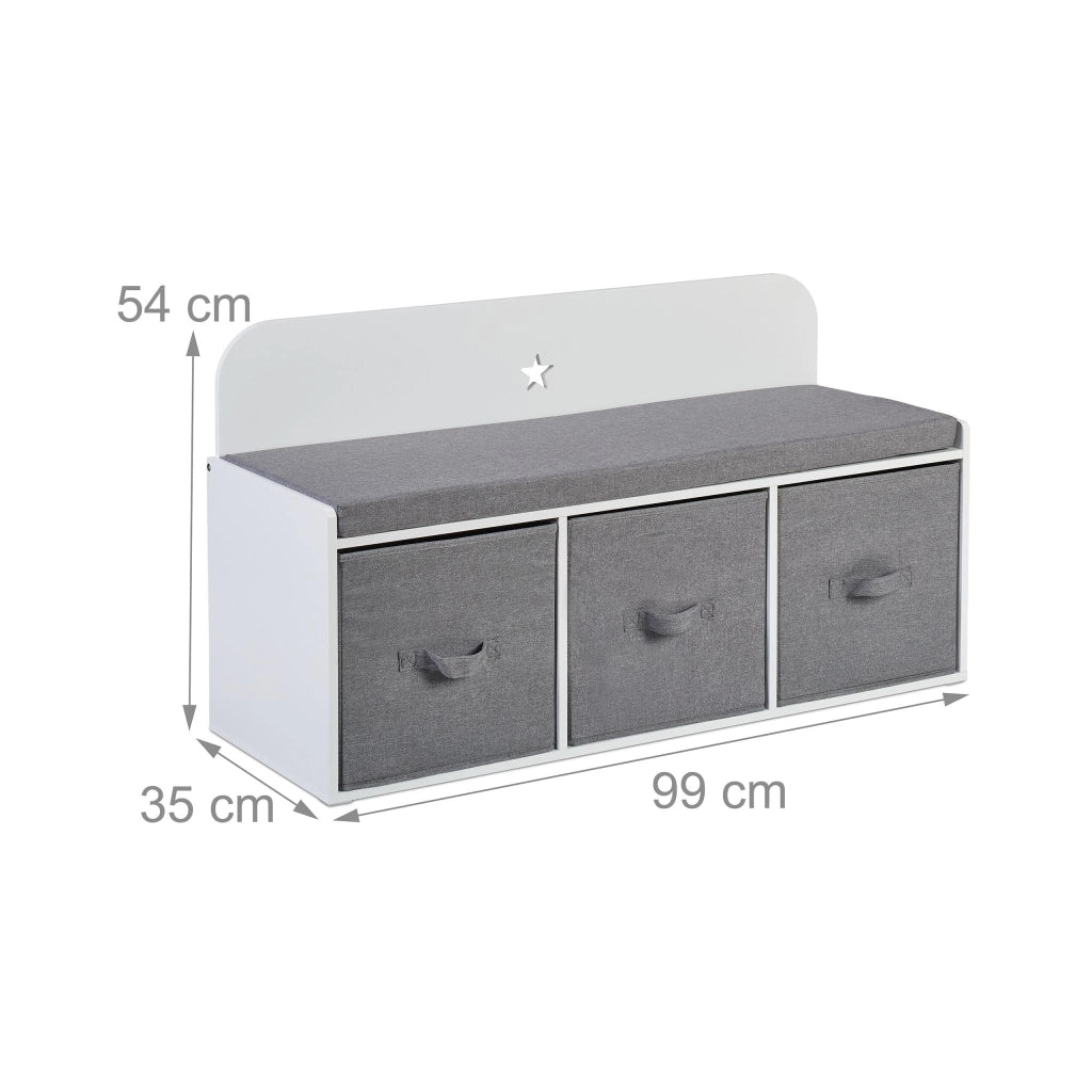 Panca per bambini con contenitore 90 x 30 x 30 cm seduta comoda design neutro in MDF bianco 13_0015816