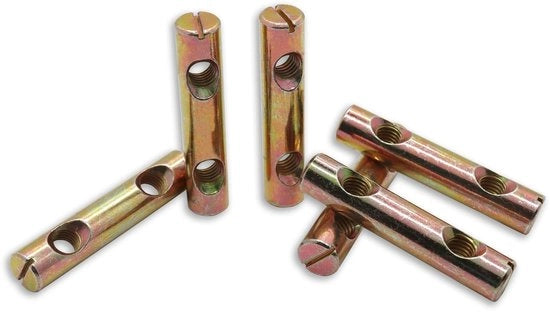 Viti cilindriche M8 x 60 mm a doppio foro - Acciaio verniciato - Robusta - Resistente alla corrosione - Per mobili e letti