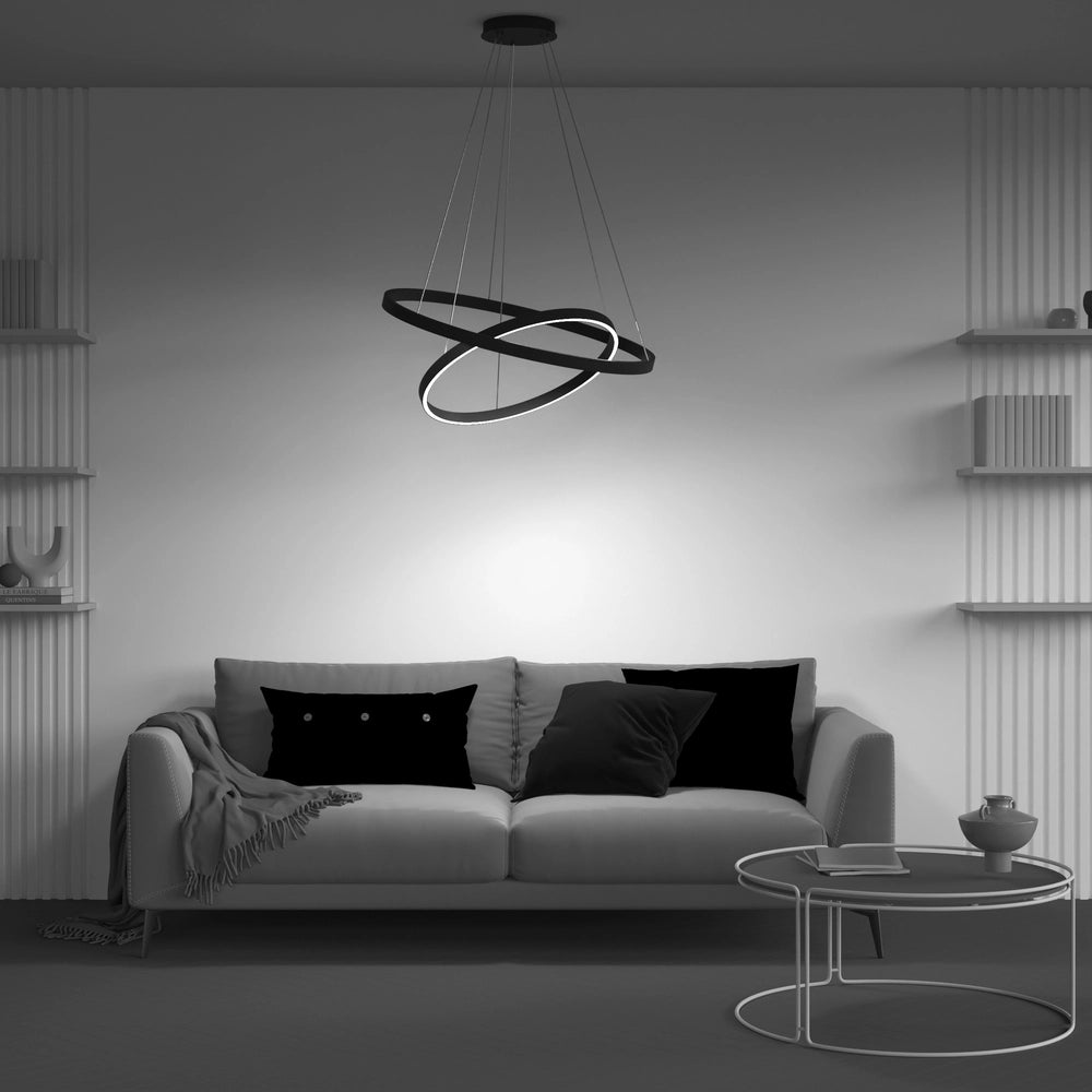 Lampada a sospensione Maytoni Rim 80cm LED nera 4000K