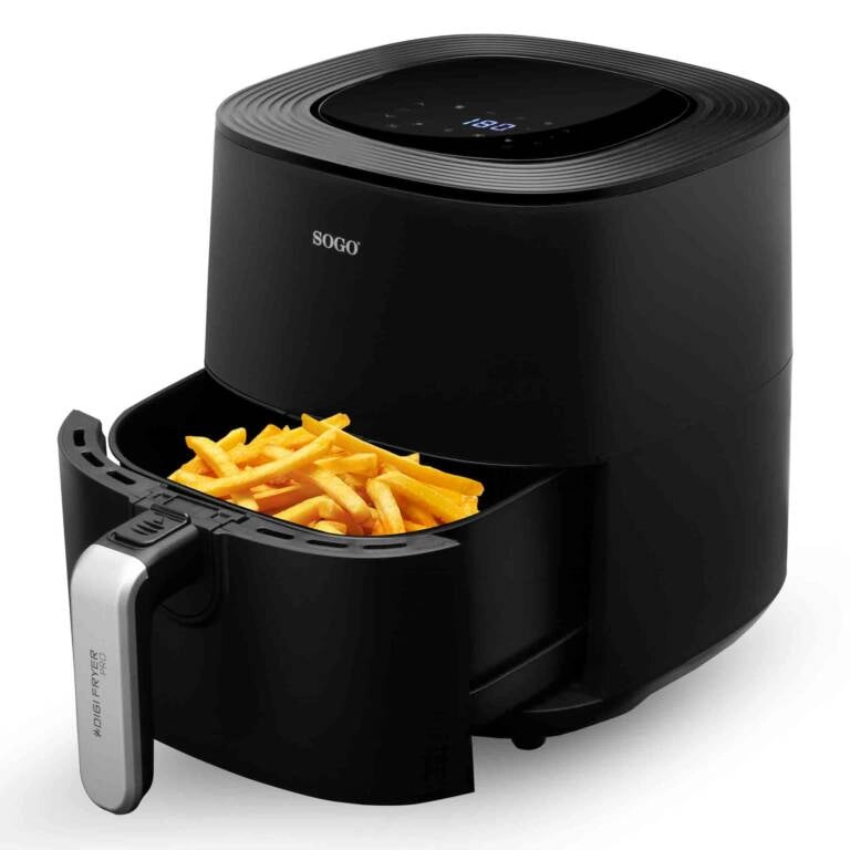 Friggitrice ad aria 5,5L 1700W con 8 programmi e display touch, temperatura 80-200°C e timer 60 min, senza olio - Sogo