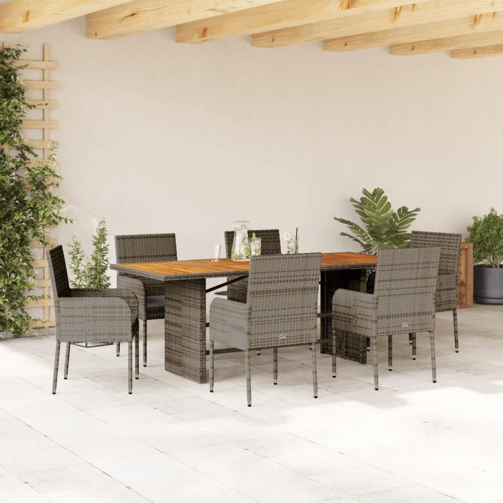 Set da Pranzo da Giardino 7 pz con Cuscini in Polyrattan Grigio 3213512