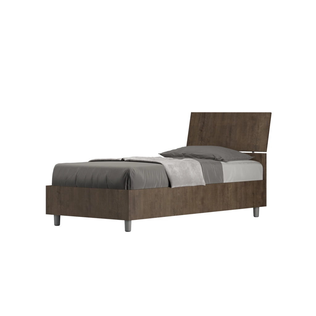 BS COM Letto singolo contenitore 80x190 testata inclinata noce
