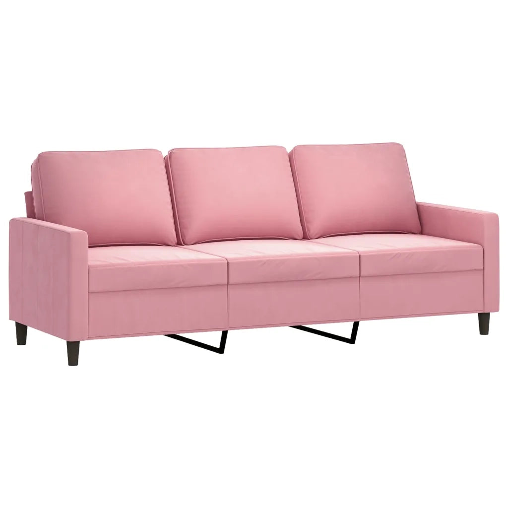 Set di Divani 3 pz con Cuscini rosa in Velluto