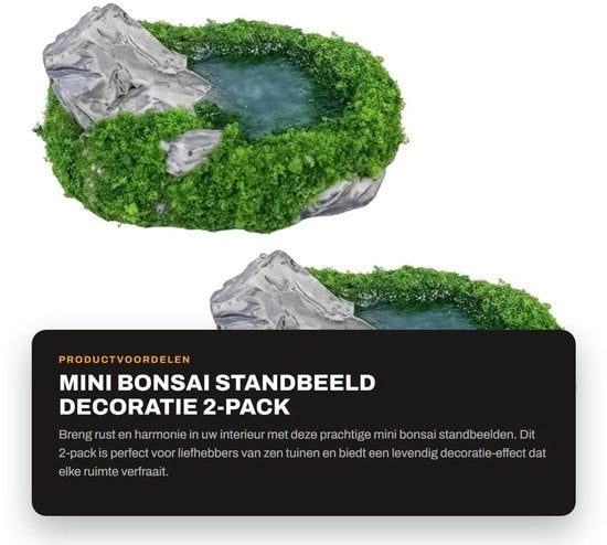 Decorazione Zen per Giardino Miniaturizzato - Standbeeld Bonsai con Effetto Vivificante - Contenitore in Vetro - Materiale Resina - Progetto di Design Sostenibile