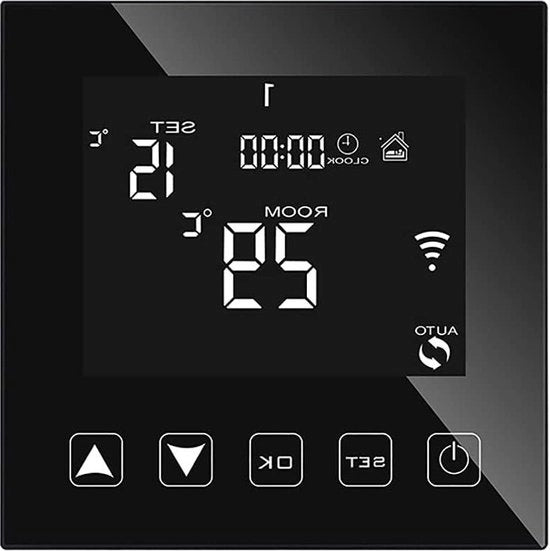 Termostato Wi-Fi intelligente per caldaia e riscaldamento a pavimento - Termostato programmabile per camera con APP e controllo vocale - Compatibile con Alexa - Nero
