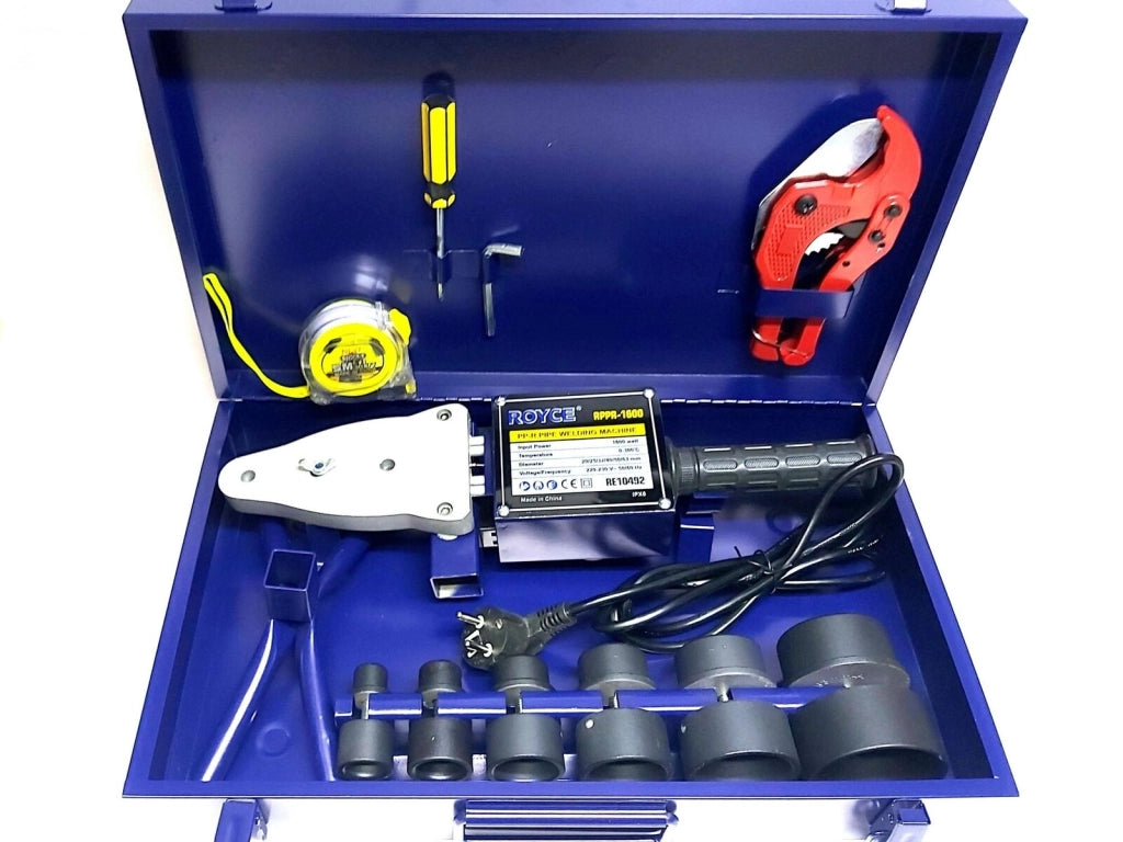SALDATORE POLIFUSORE 1600W PER SALDATURA TUBI PLASTICA PVC PVDF 6 MATRICI