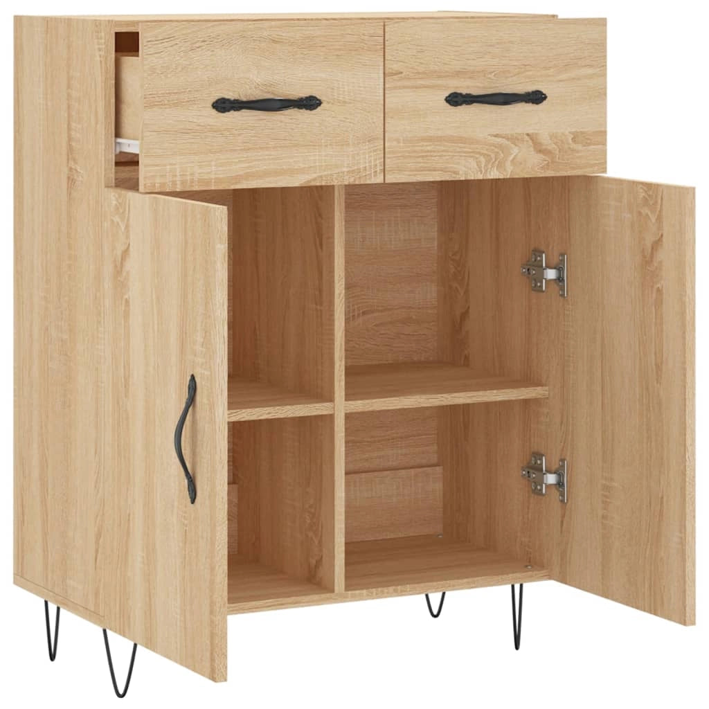 Buffet credenza cassettiera armadio mobile contenitore organizer cucina soggiorno rovere Sonoma 69,5 x 34 x 90 cm legno ingegnerizzato marrone 02_0031629