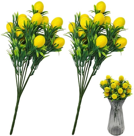 Decorazione per Bonsai con Stipiti di Citronellina - 2 Pezzi - Decorazione per Interno - Finte Frutta - Citronelle Artificiali - Stipiti per Bonsai - Decorazione per Giardino DIY - Finta Frutta - Modello per Citronelle - 2 Stuks