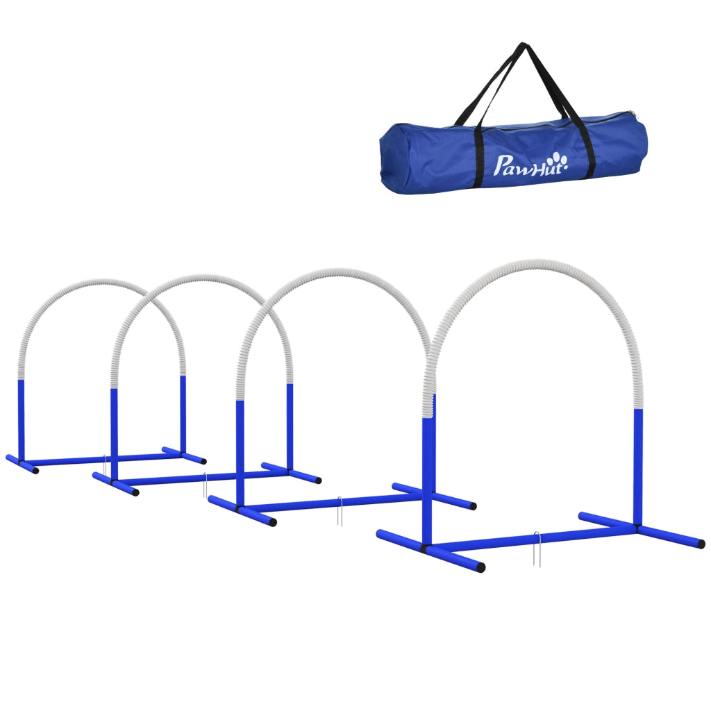 Set Agilita' per Cani ¨C zephmum ¨C 4 Archi, Blu+Bianco, 88x64x95cm