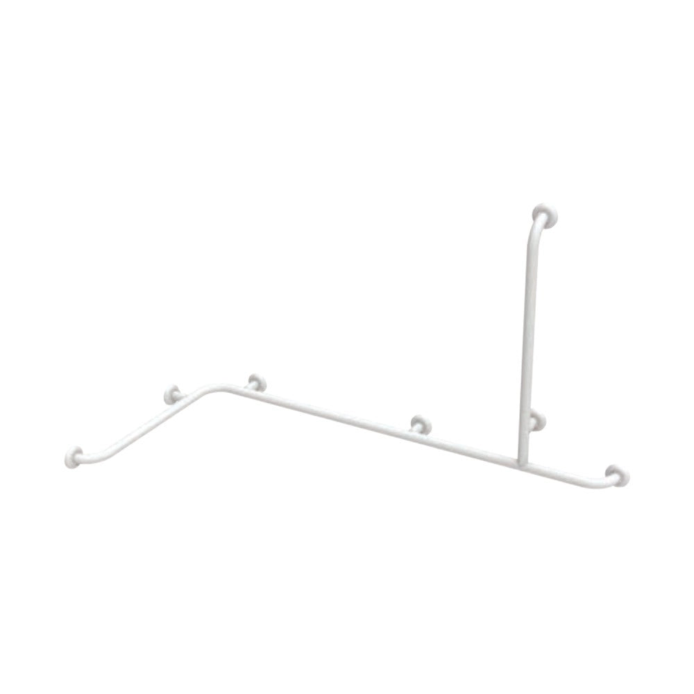 Angolare cm70x150x70h con verticale laterale in acciaio inox rivestito in nylon, bianco