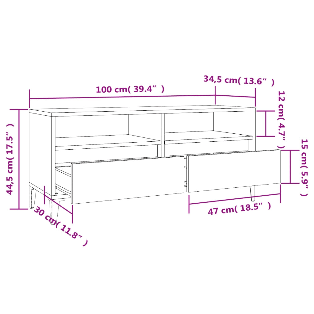 Mobile TV | Armadietto TV | Mobile Porta TV Grigio Sonoma 100x34,5x44,5cm Legno Multistrato