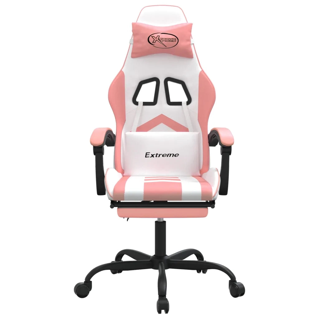 Sedia da Gaming con Poggiapiedi Bianco e Rosa in Similpelle 3143911