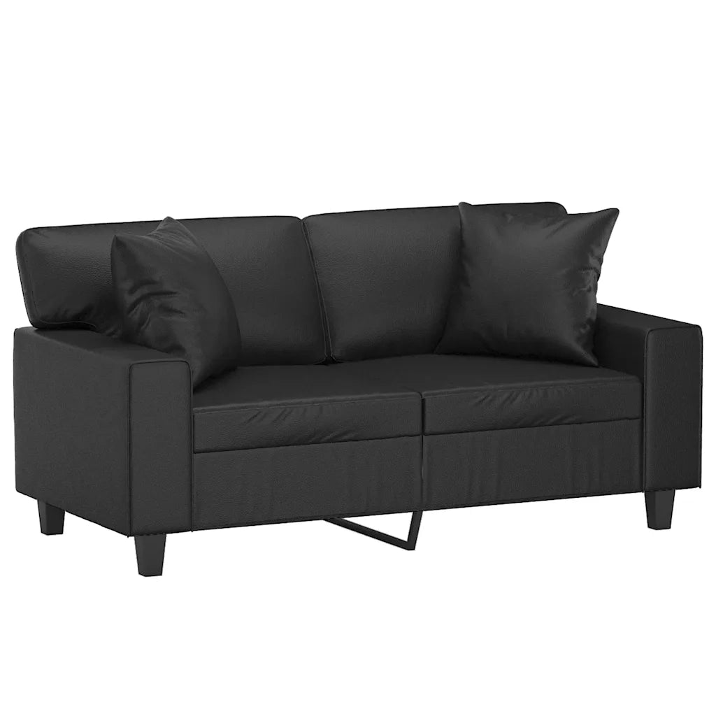 Divano a 2 Posti con Cuscini-Sofa 2 Posti con Cuscini Nero 120 cm in Similpelle 312804