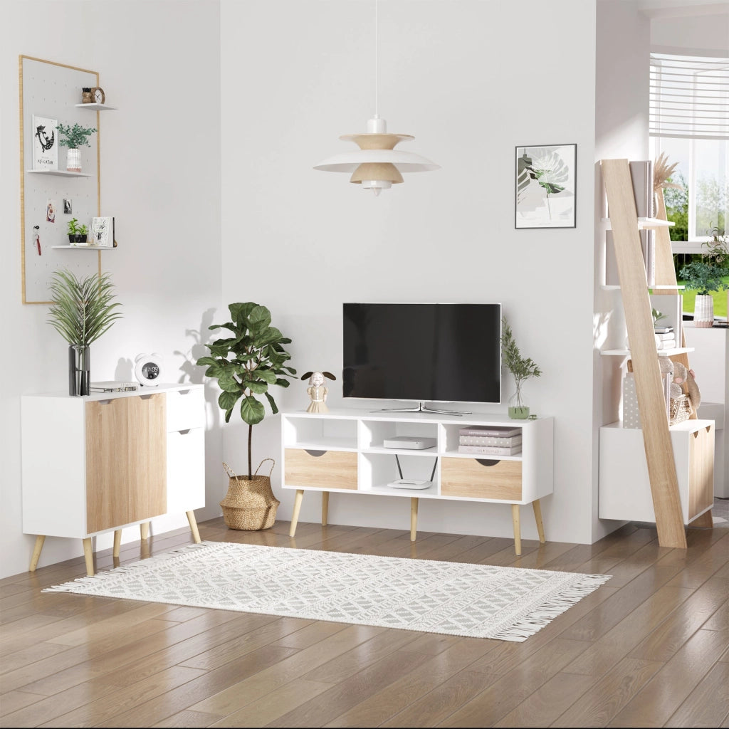 Mobile Multiuso 1 Cassetto 3 Ante 90x30x72 cm in Legno Color Legno