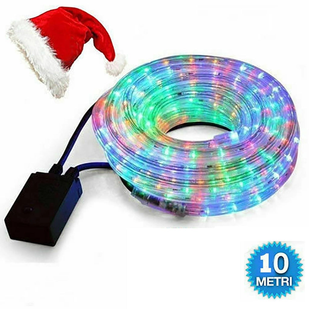 TUBO LUMINOSO LED LUCI DI NATALE IMPERMEABILE ESTERNO RGB A COLORI 10 METRI