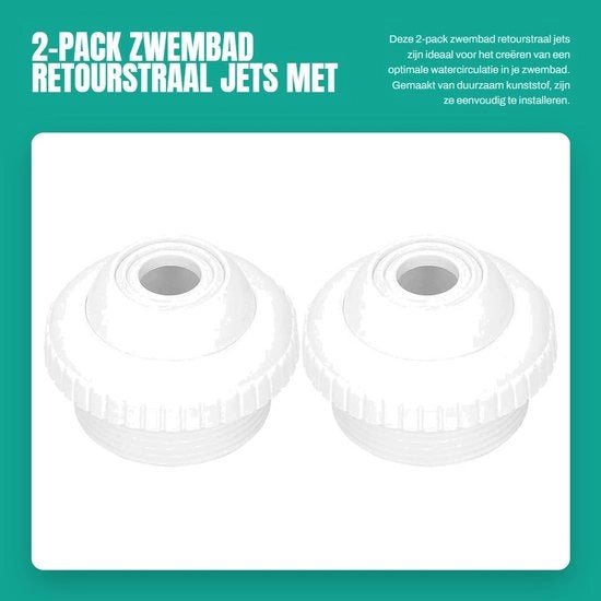 Kit di iniezione a getto 2 pezzi - Flusso diretto - Ritorno di getto per piscine - Materiale plastico - 1,5 pollici tubo esterno - Alta resistenza a temperature elevate - Getto per piscine