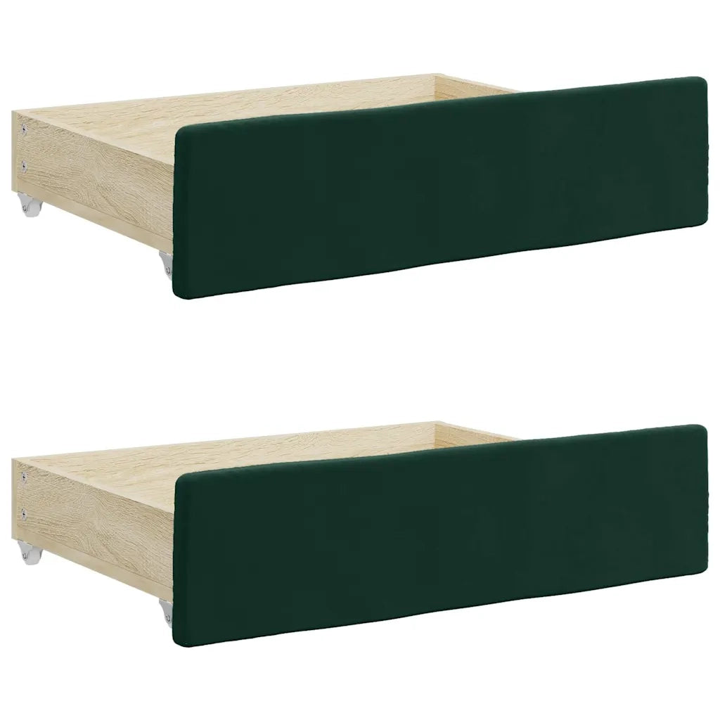 Divano Letto Estraibile Cassetti Verde Scuro 100x200cm Velluto 3197358
