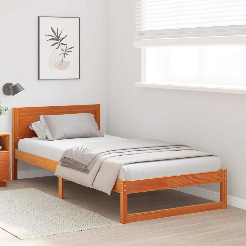 Letto singolo | Letto per adulti | Struttura del letto Marrone cerato 90 x 200 cm Pino massello