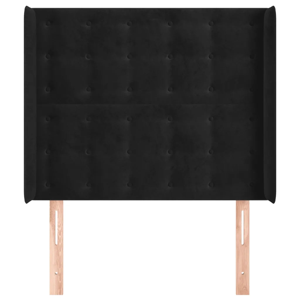 Testiera ad Orecchio-Testata con Orecchie Nera 93x16x118/128 cm in Velluto 338021