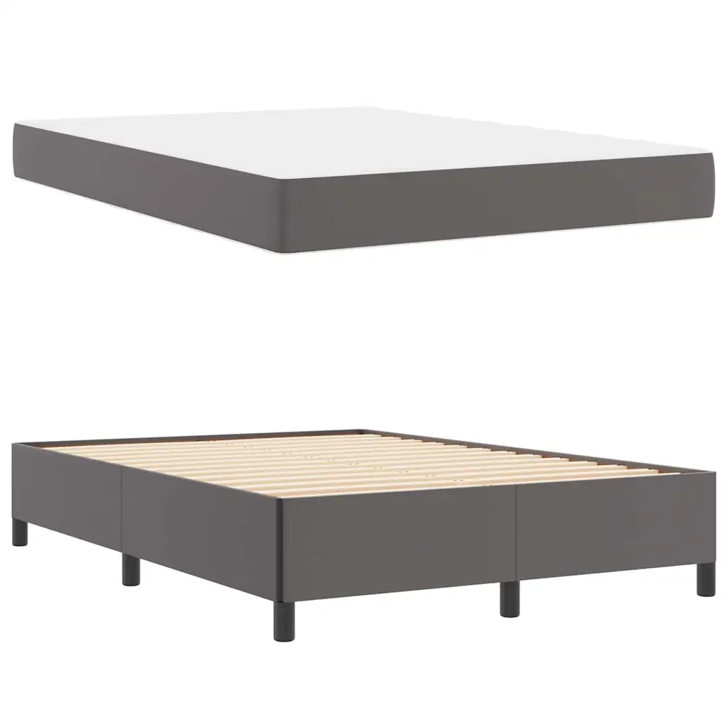 Letto matrimoniale | Letto per adulti | Struttura del letto con materasso Grigio 140 x 190 cm Tessuto