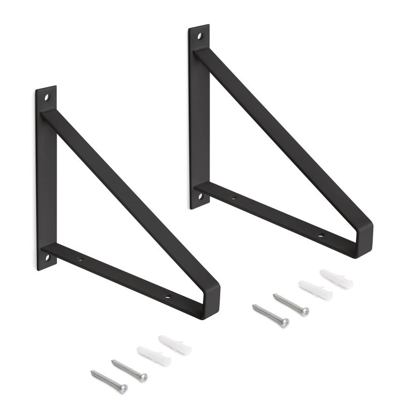 Set di supporti per mensole in legno Shelf con gancio integrato, Acciaio, Verniciato bianco