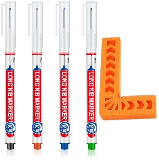 Set di pennarelli per lavorazione del legno con diverse scale - Misuratore di angoli digitale - Penna per angoli - Set di pennarelli per lavorazione del legno - Angolo 90 gradi - Attacco rapido