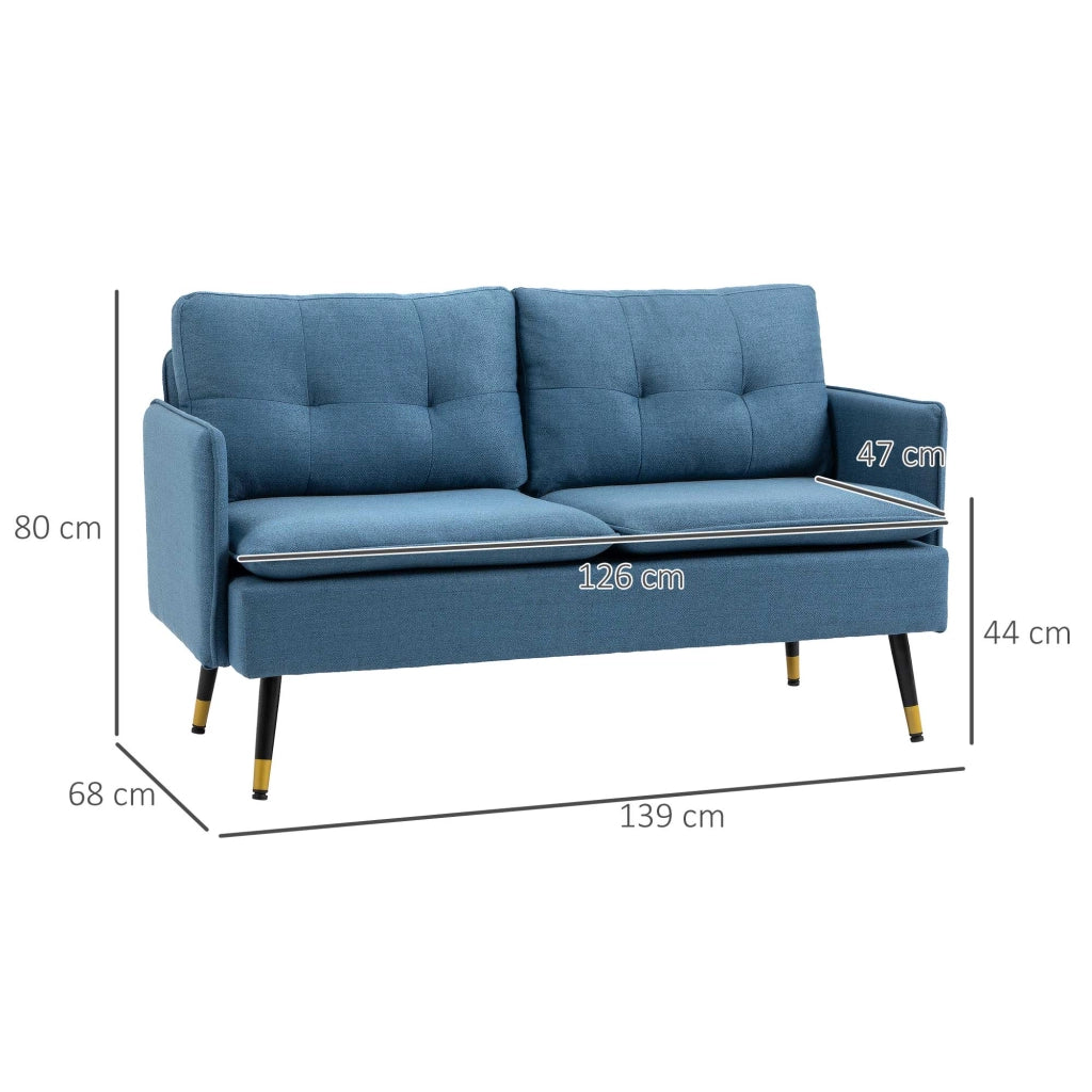 Divano 2 Posti in Tessuto ¨C Minimal ¨C Blu Scuro 139x68x80