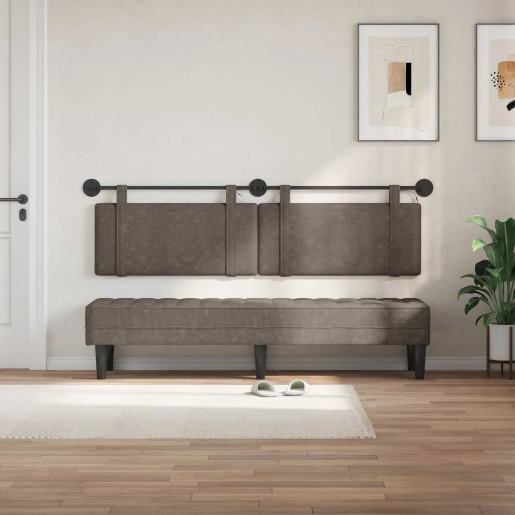 Testiera sospesa Con luce LED Grigio PU Antico 3423981