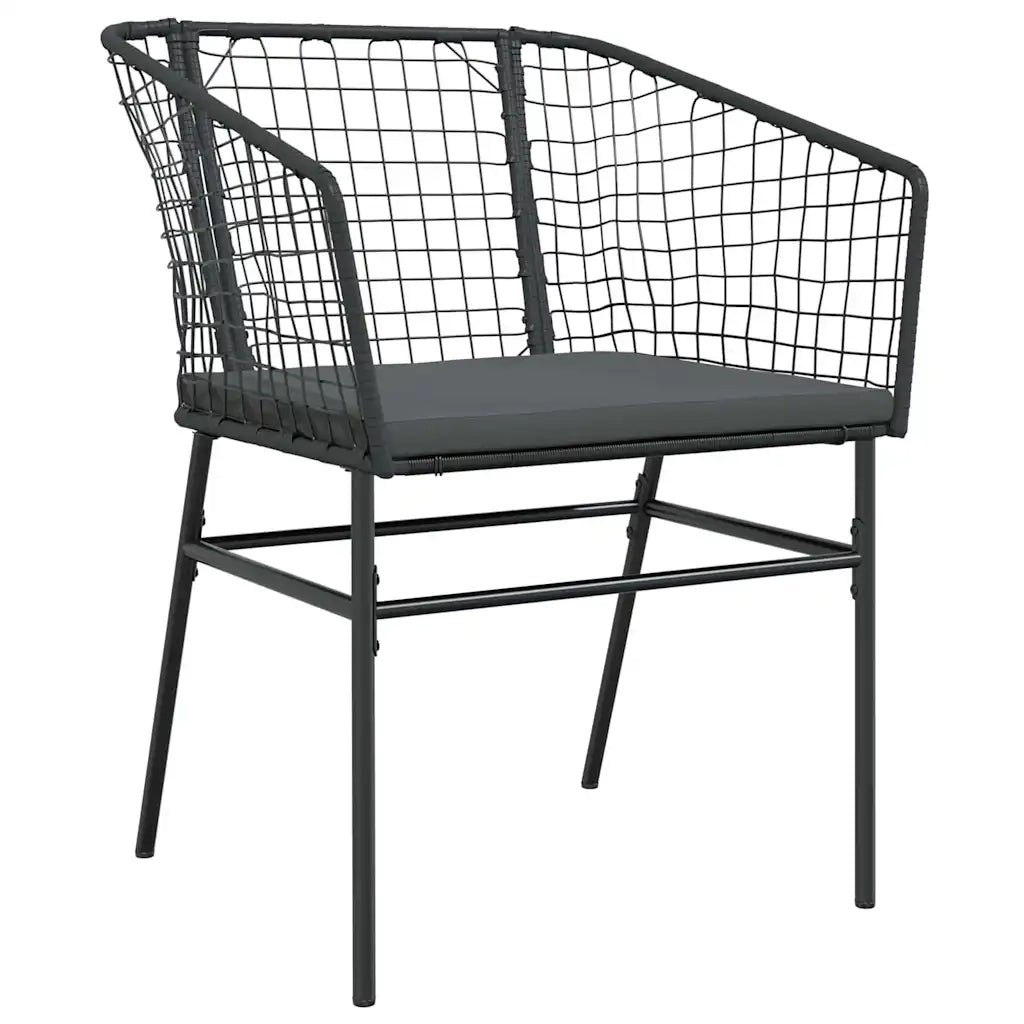 Set da Pranzo per Giardino 5 pcs Nero polyrattan